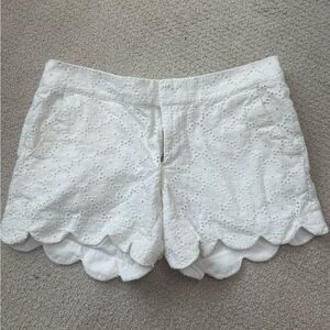 Lilly Pulitzer White Eyelet Scalloped-Hem High-Waist Shorts